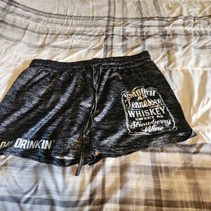 Graphic Black Drawstring Shorts